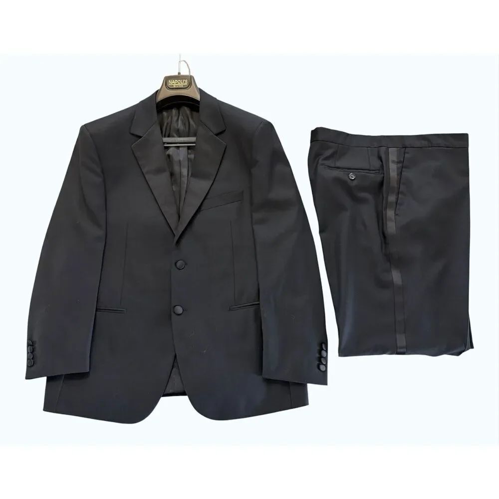 Matarazzi Uomo Tuxedo Suit Set Marzotto Italy Wool Cashmere Milano Fit 42R 36W